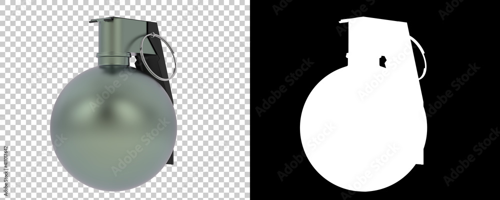 Poster hand grenade isolated on background with mask. 3d rendering - illustration