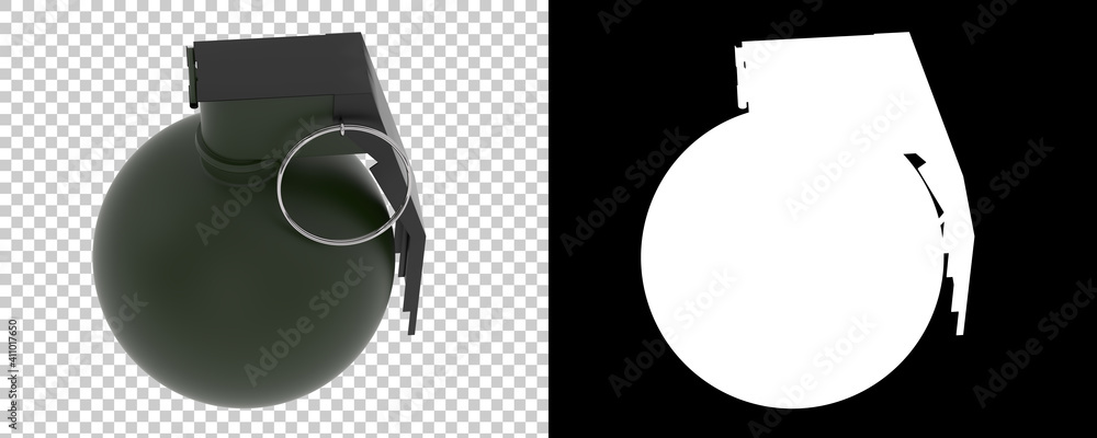 Poster hand grenade isolated on background with mask. 3d rendering - illustration