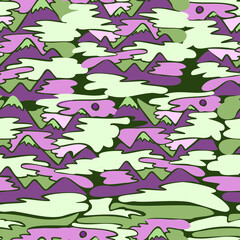 Abstract vector seamless pattern background of wavy short lines in dark purple tones