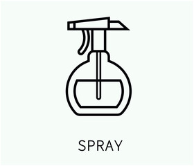spray  vector icon.  Editable stroke. Linear symbol for use on web and mobile apps, logo, Print media. Line illustration. Vector isolated on white  background