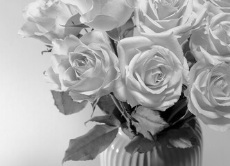 bouquet of roses - bw