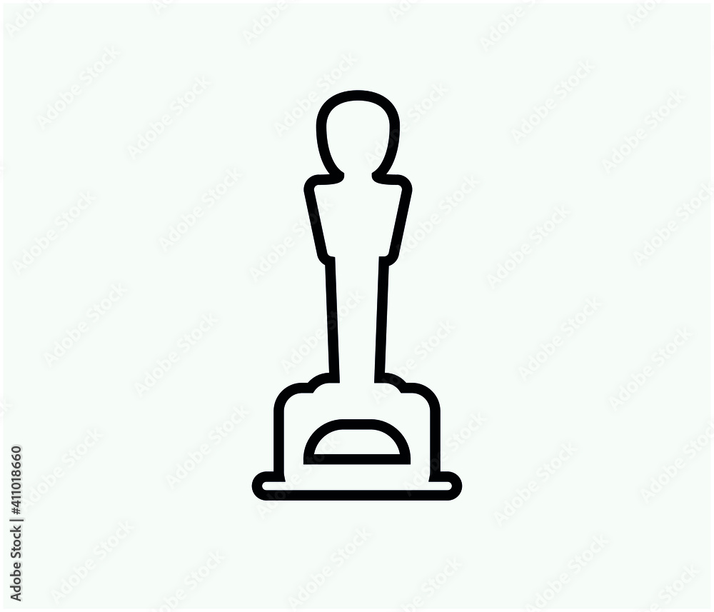 Poster oscar statue vector icon. editable stroke. linear symbol for use on web and mobile apps, logo, print