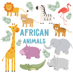 clipart animals africa set of illustrations savanna animals characters for kids