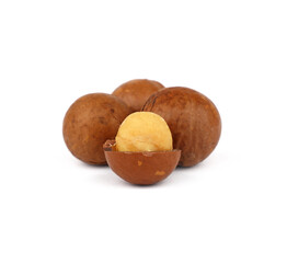 Macadamia nuts isolated on white background