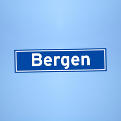 Bergen place name sign in the Netherlands