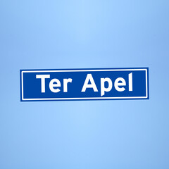 Ter Apel place name sign in the Netherlands