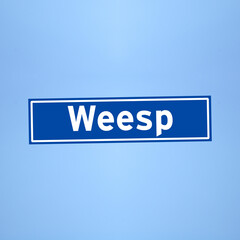 Weesp place name sign in the Netherlands