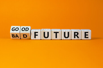Good or bad future symbol. Turned wooden cubes and changed words 'bad future' to 'good future'....