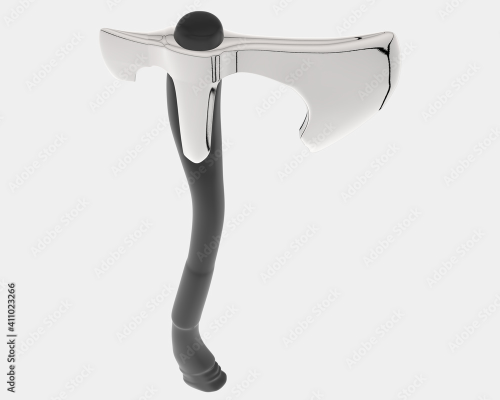 Poster axe isolated on grey background. 3d rendering - illustration