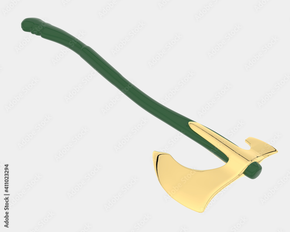 Poster axe isolated on grey background. 3d rendering - illustration