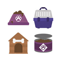 pet bowl food canned cage and house icons