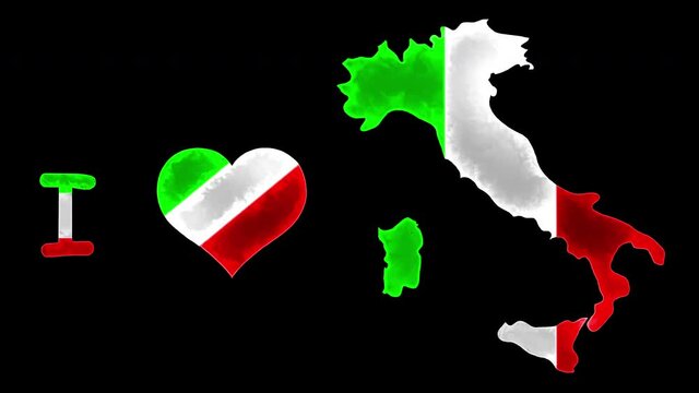 I love Italy animation with tricolor beating heart.Love Italy.