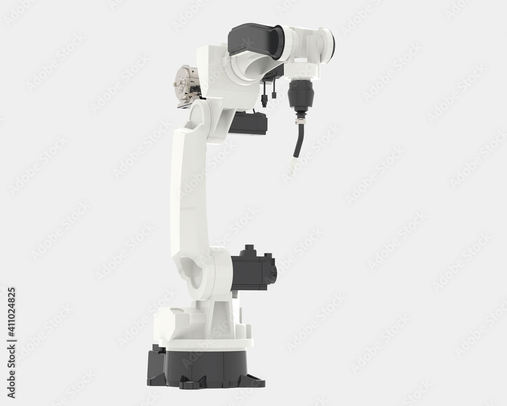 Poster factory robot isolated on white background. 3d rendering - illustration