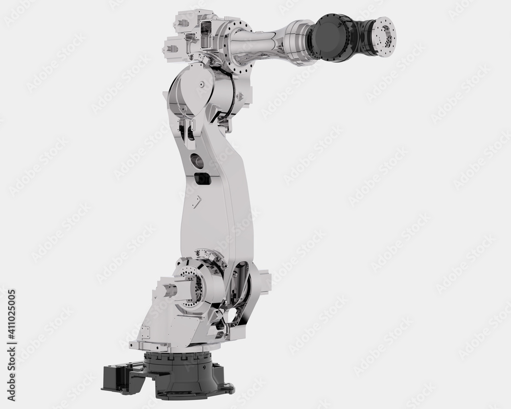 Poster factory robot isolated on white background. 3d rendering - illustration