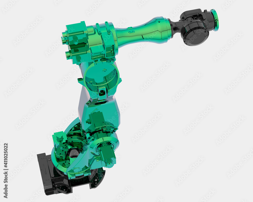 Poster factory robot isolated on white background. 3d rendering - illustration