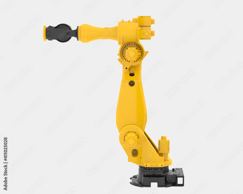 Poster factory robot isolated on white background. 3d rendering - illustration