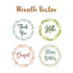 Set of simple greetings with wreath ornament.
