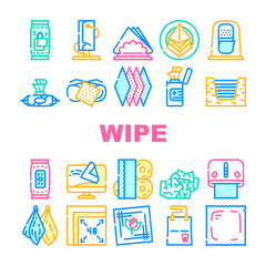 Wipe Hygiene Accessory Collection Icons Set Vector