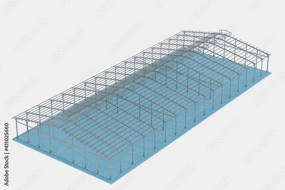 Poster warehouse structure isolated on grey background. 3d rendering - illustration