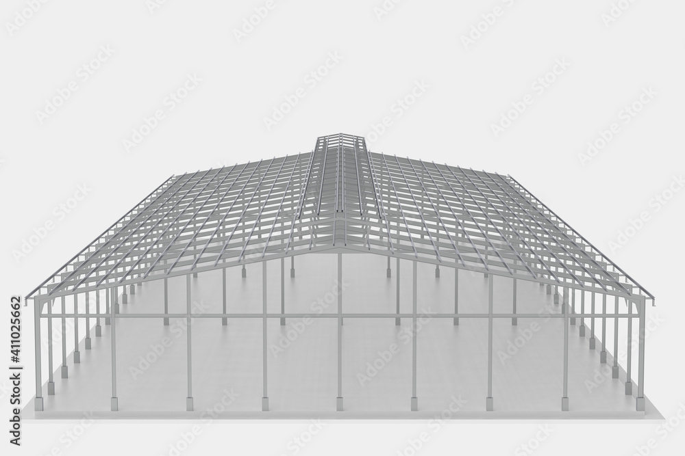 Poster warehouse structure isolated on grey background. 3d rendering - illustration