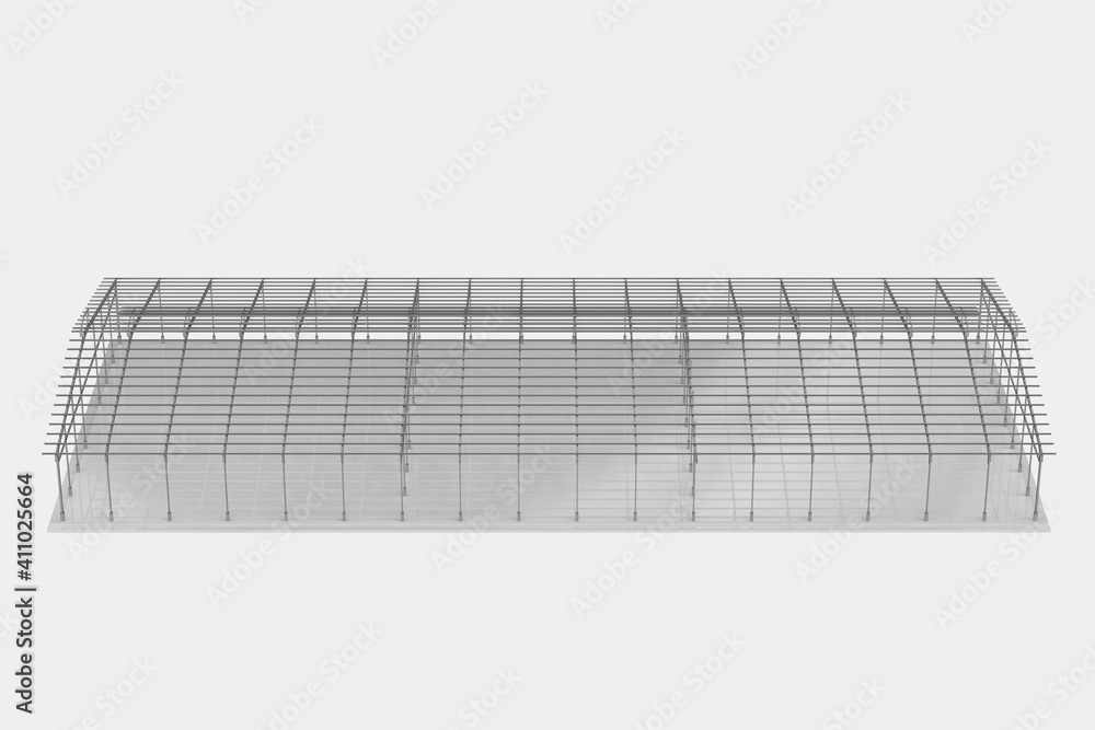 Poster warehouse structure isolated on grey background. 3d rendering - illustration