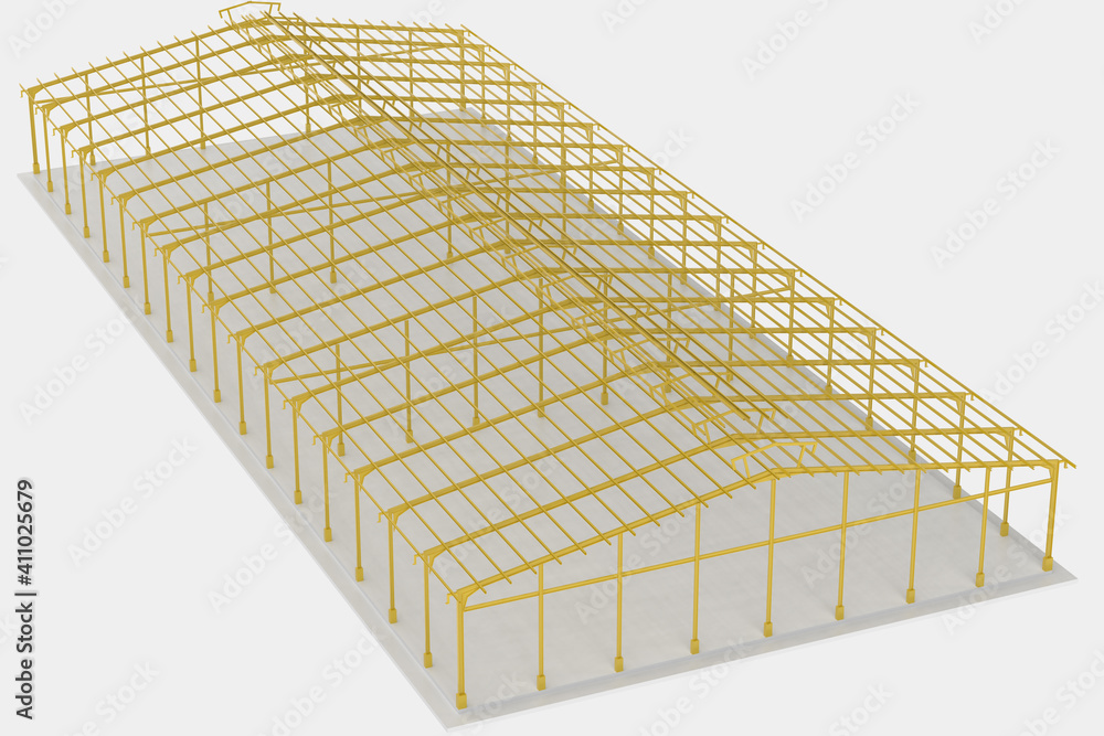 Poster warehouse structure isolated on grey background. 3d rendering - illustration