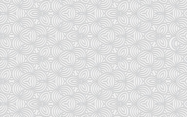 Complex volumetric convex pattern 3d Ethnic geometric white background in doodling style for wallpaper, presentations. 
