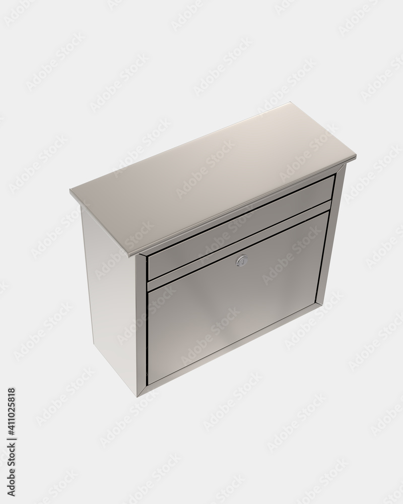 Aufkleber mail box isolated on grey background. 3d rendering - illustration
