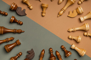 Chess on a flat background top view