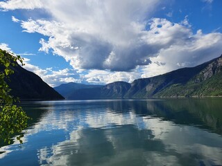 landscape with sky, mountains and fjord - Eidfjord