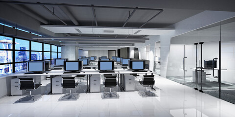 Fototapeta premium 3d render of office interior, working room, director room.