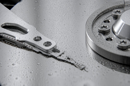Hard disk with water drops 