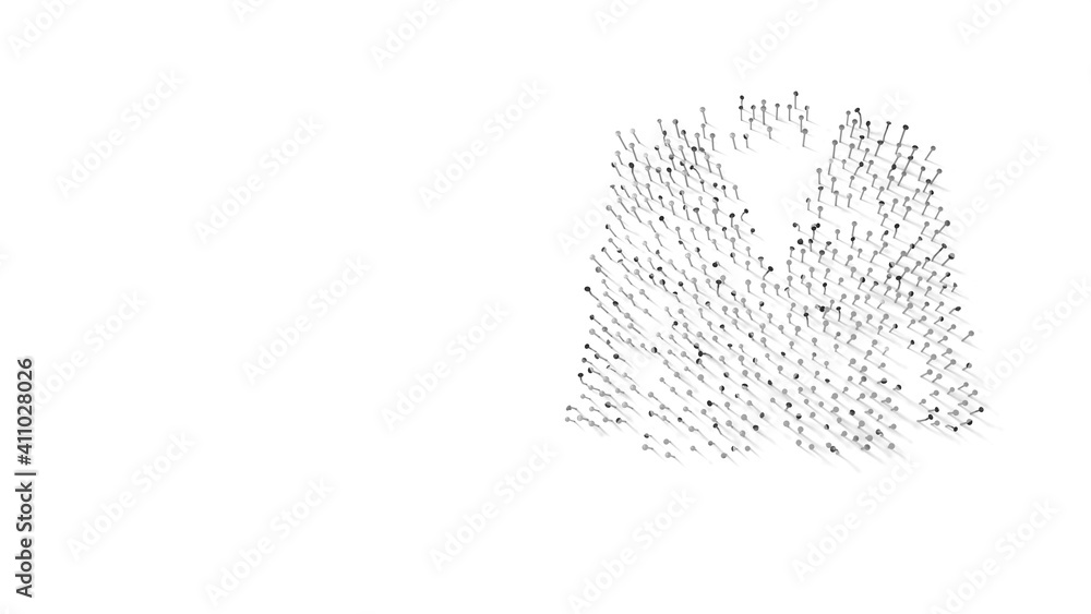 Poster 3d rendering of nails in shape of symbol of wedding suit with shadows isolated on white background