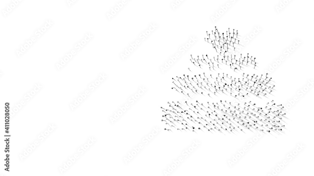 Poster 3d rendering of nails in shape of symbol of wedding cake with shadows isolated on white background