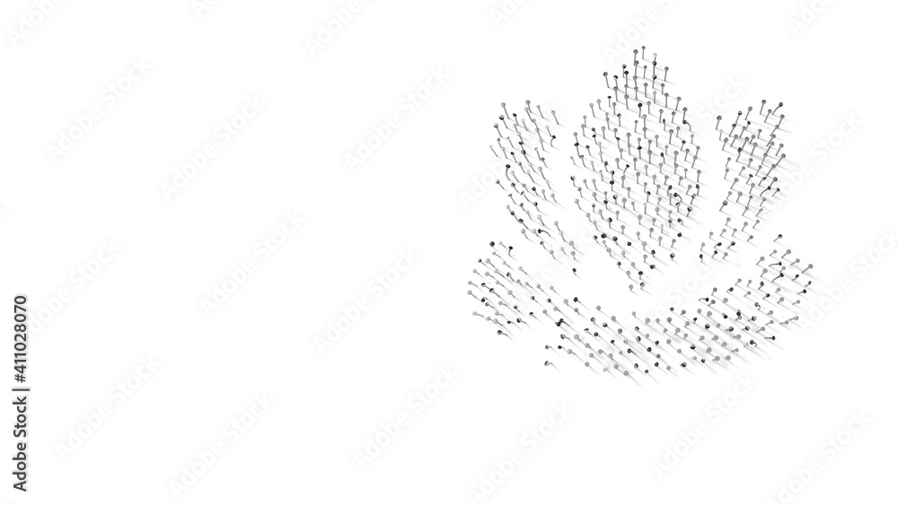 Poster 3d rendering of nails in shape of symbol of water lilly with shadows isolated on white background