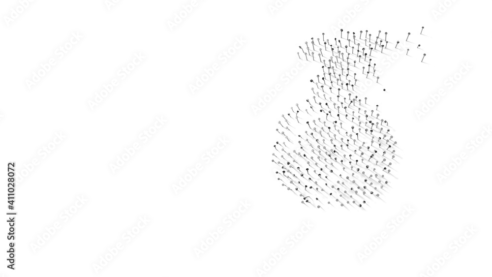 Poster 3d rendering of nails in shape of symbol of water spray with shadows isolated on white background