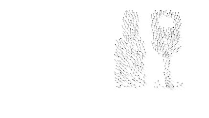 3d rendering of nails in shape of symbol of wine with shadows isolated on white background