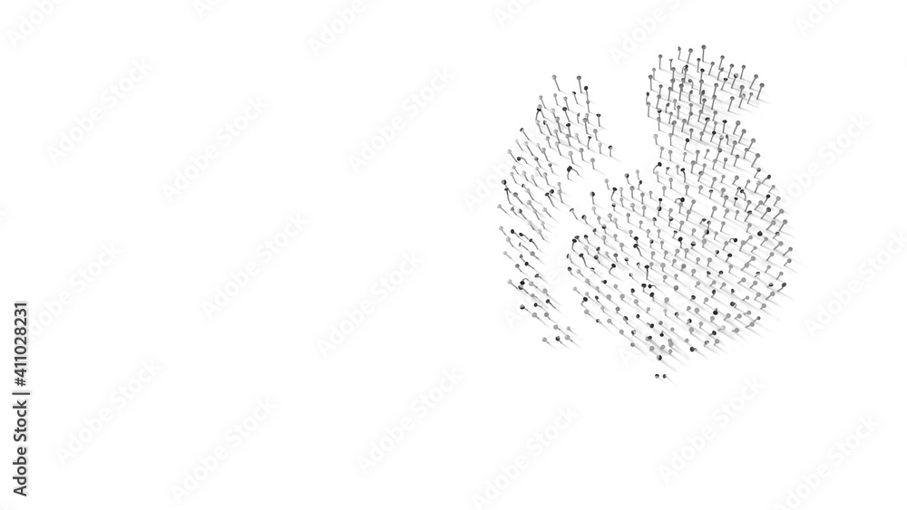 Aufkleber 3d rendering of nails in shape of symbol of turkey with shadows isolated on white background