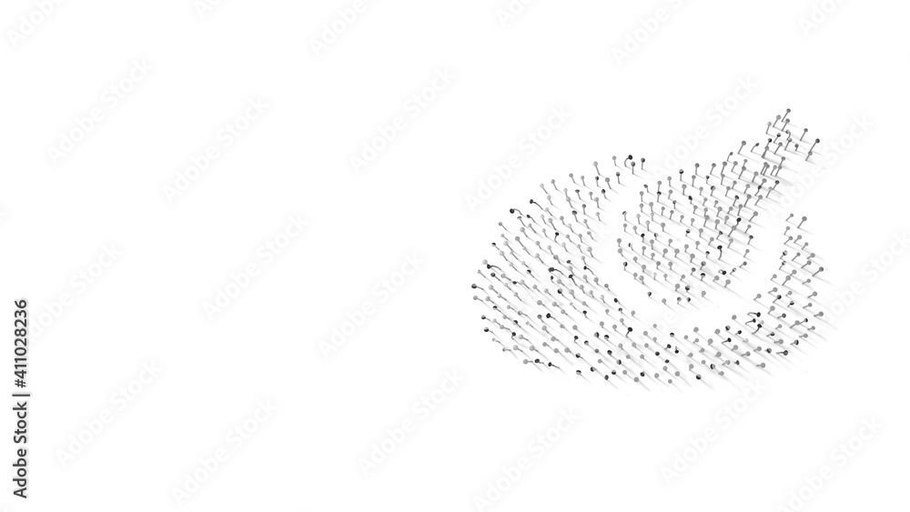 Poster 3d rendering of nails in shape of symbol of turkey with shadows isolated on white background