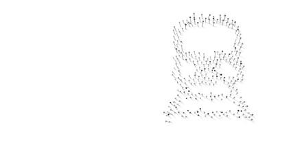 3d rendering of nails in shape of symbol of underground front view with shadows isolated on white background