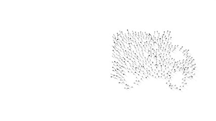 3d rendering of nails in shape of symbol of truck with shadows isolated on white background