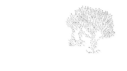 3d rendering of nails in shape of symbol of tree with swing with shadows isolated on white background