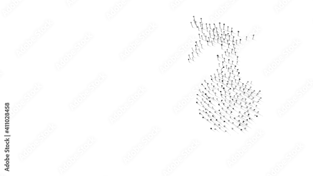 Aufkleber 3d rendering of nails in shape of symbol of spray bottle with shadows isolated on white background