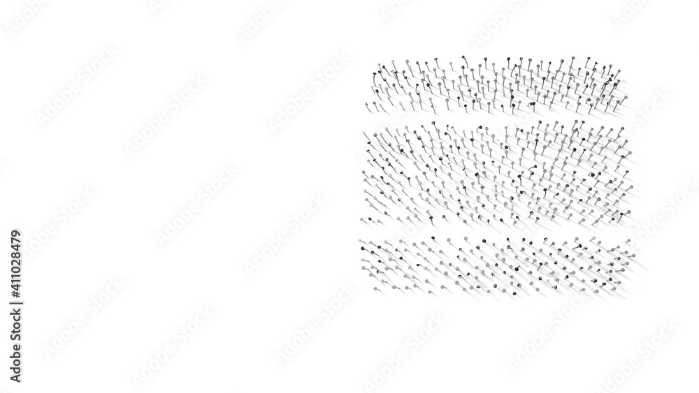 Poster 3d rendering of nails in shape of symbol of spain with shadows isolated on white background