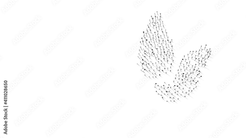 Aufkleber 3d rendering of nails in shape of symbol of sesame with shadows isolated on white background