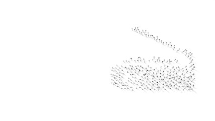 3d rendering of nails in shape of symbol of scanner with shadows isolated on white background