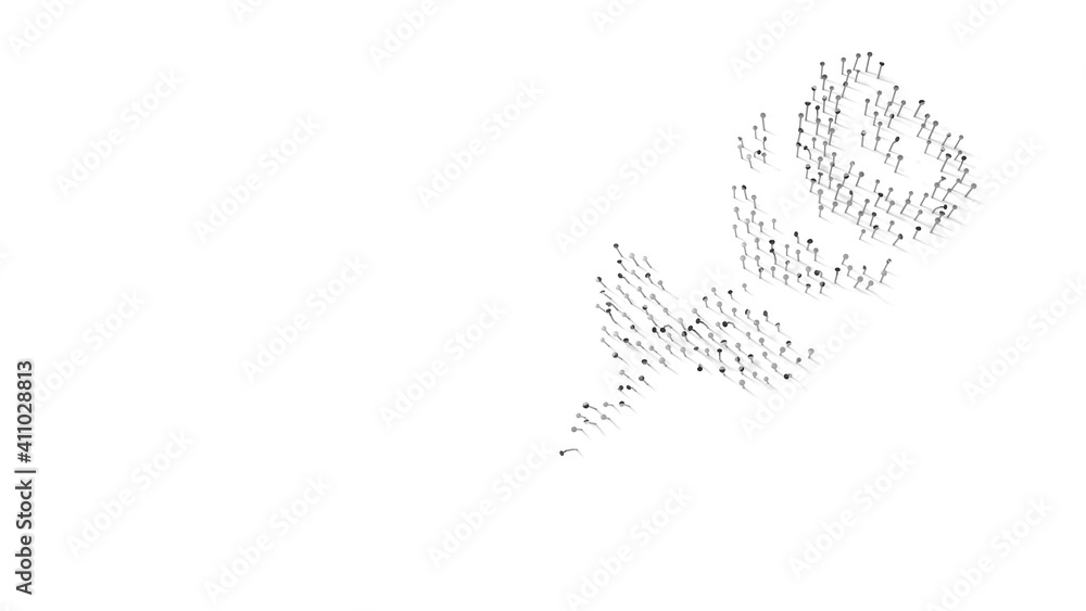 Aufkleber 3d rendering of nails in shape of symbol of rose with shadows isolated on white background