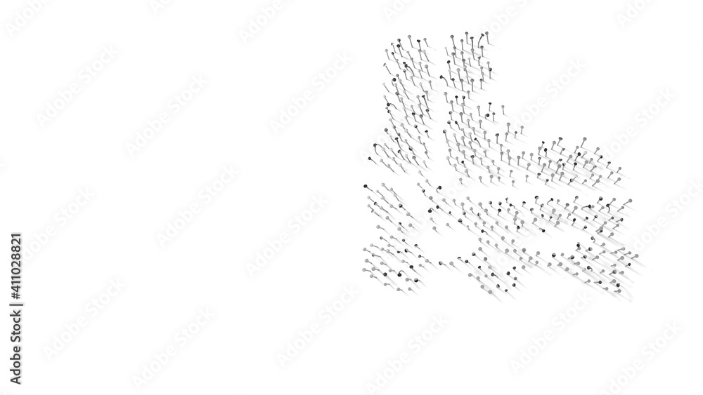 Poster 3d rendering of nails in shape of symbol of roller skate shoe with shadows isolated on white backgro