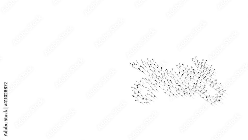 Poster 3d rendering of nails in shape of symbol of racing motorbike with shadows isolated on white backgrou