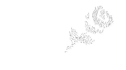 3d rendering of nails in shape of symbol of rose with shadows isolated on white background